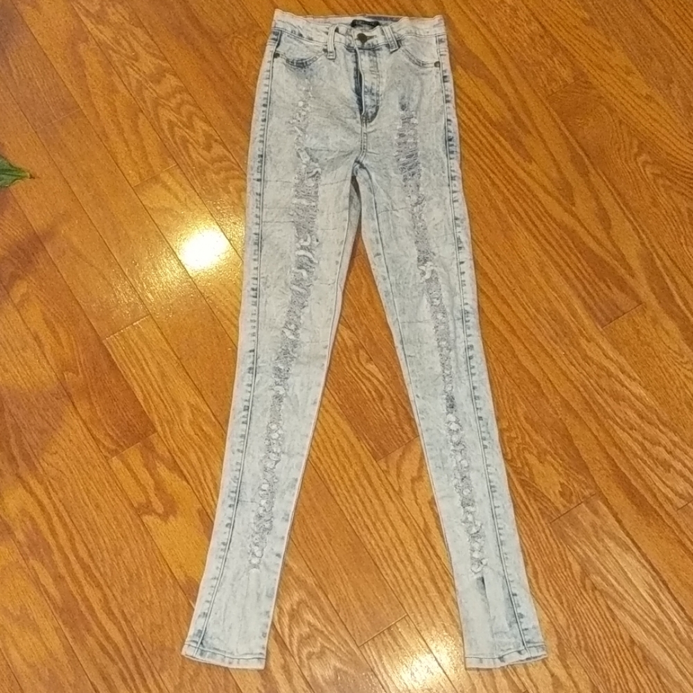 Light Blue Faded Destroyed Jeans --Size 1